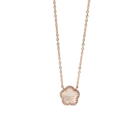 MCLuxe - Sterling Silver Rose Gold Plated Cherry Blossom Pendant Necklace
