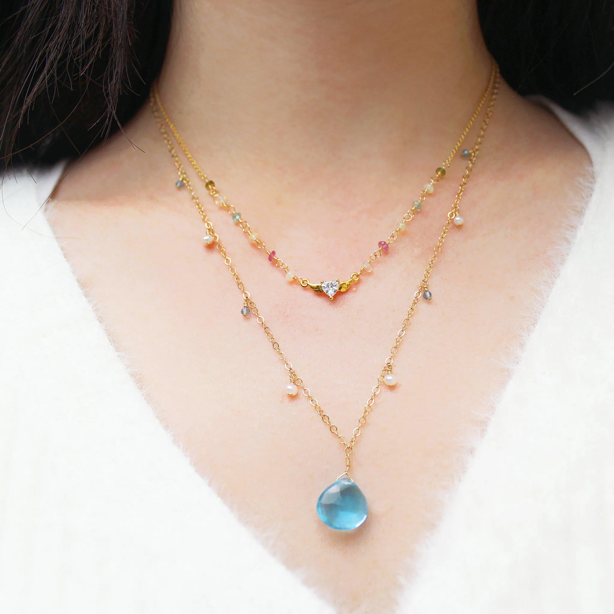 MiniDot Necklace: Ocean Heart