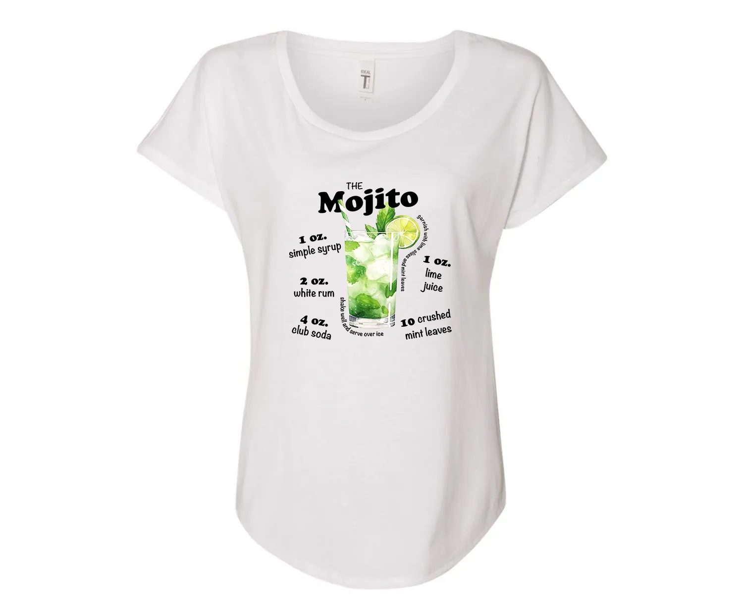 Mojito Recipe Ladies Tee Shirt - White