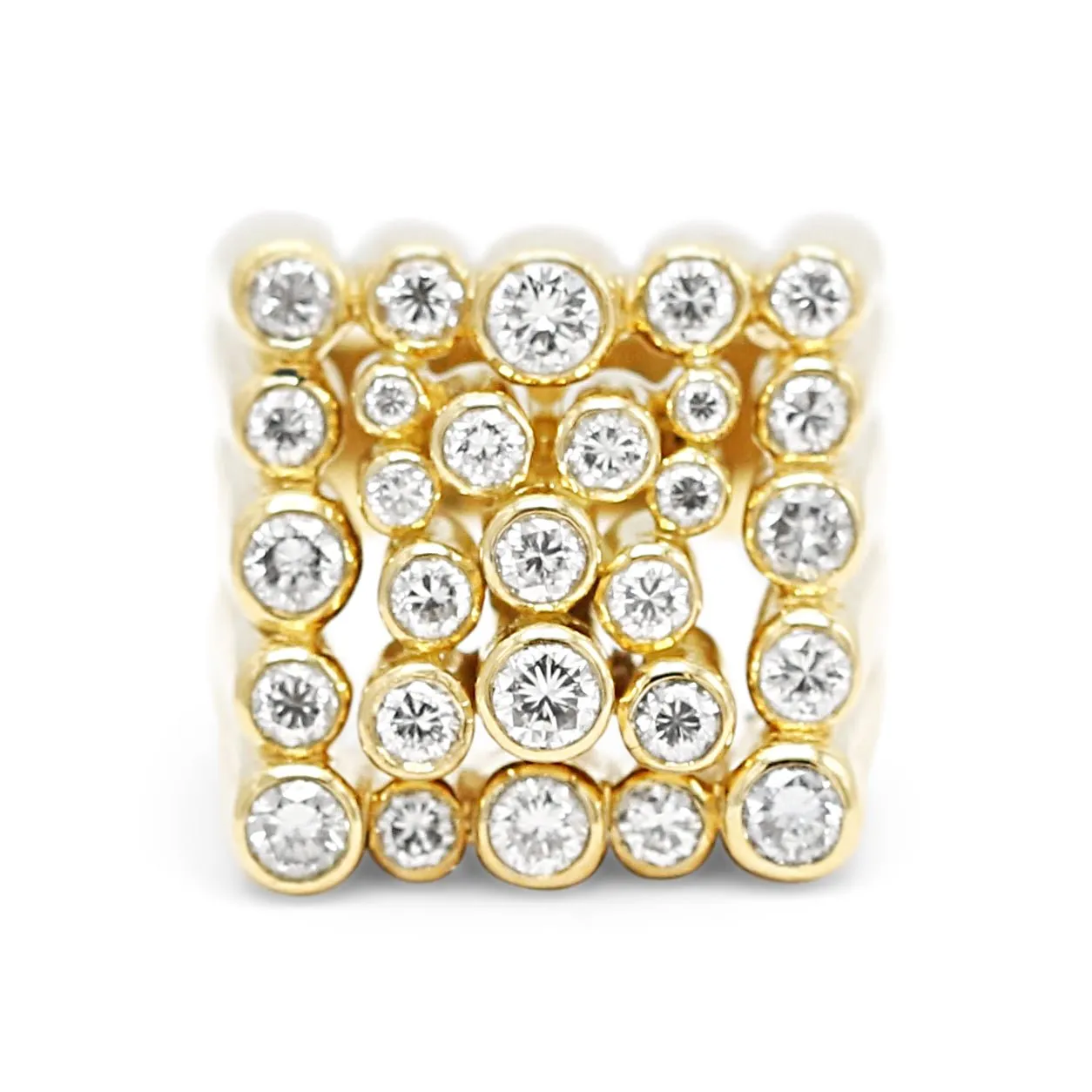 Multi Diamond Set Abstract Design Ring in 18ct Yellow Gold