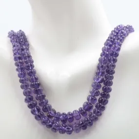 Natural Amethyst Pumpkin Shaped Beaded Necklace Amethyst Pumpkin Necklace Purple Gemstone Beaded Necklace SKU 6142704