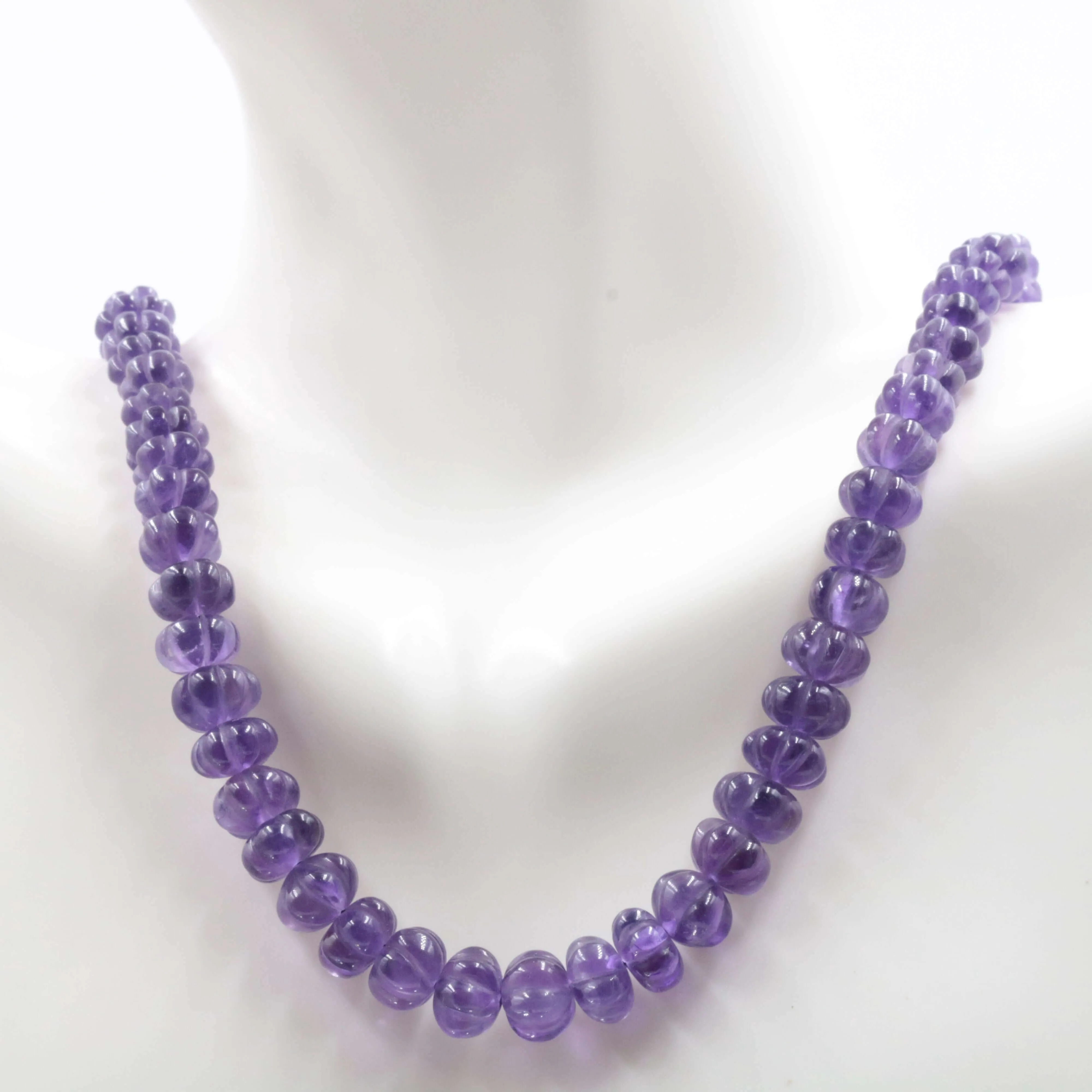 Natural Amethyst Pumpkin Shaped Beaded Necklace Amethyst Pumpkin Necklace Purple Gemstone Beaded Necklace SKU 6142704