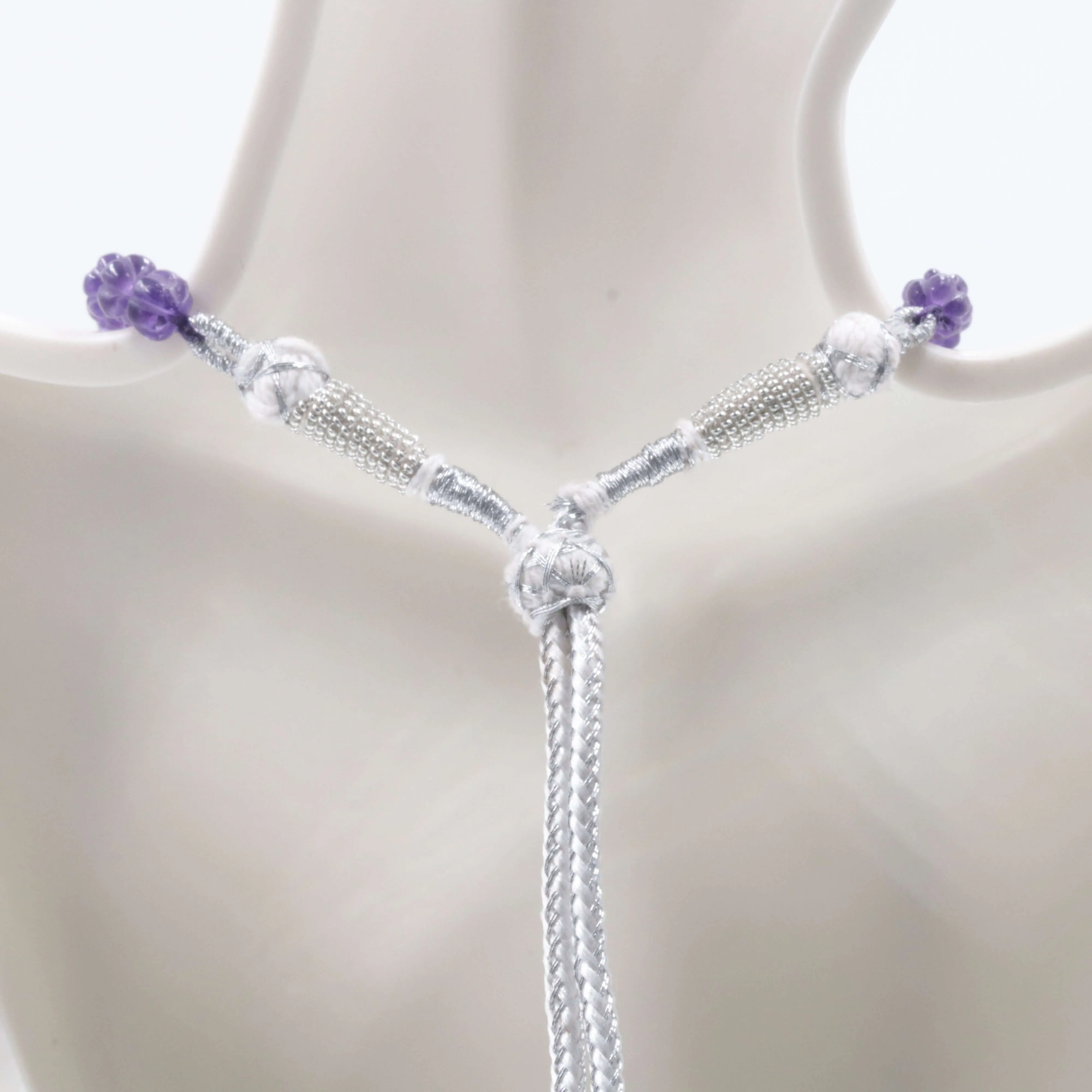 Natural Amethyst Pumpkin Shaped Beaded Necklace Amethyst Pumpkin Necklace Purple Gemstone Beaded Necklace SKU 6142704