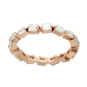 Natural Baguette 14k Rose Gold Designer Band Ring For Gift