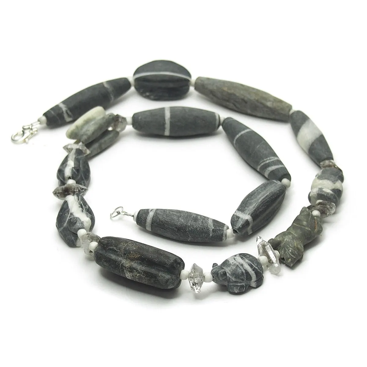 Natural Marble Dzi Style Bead Necklace, C