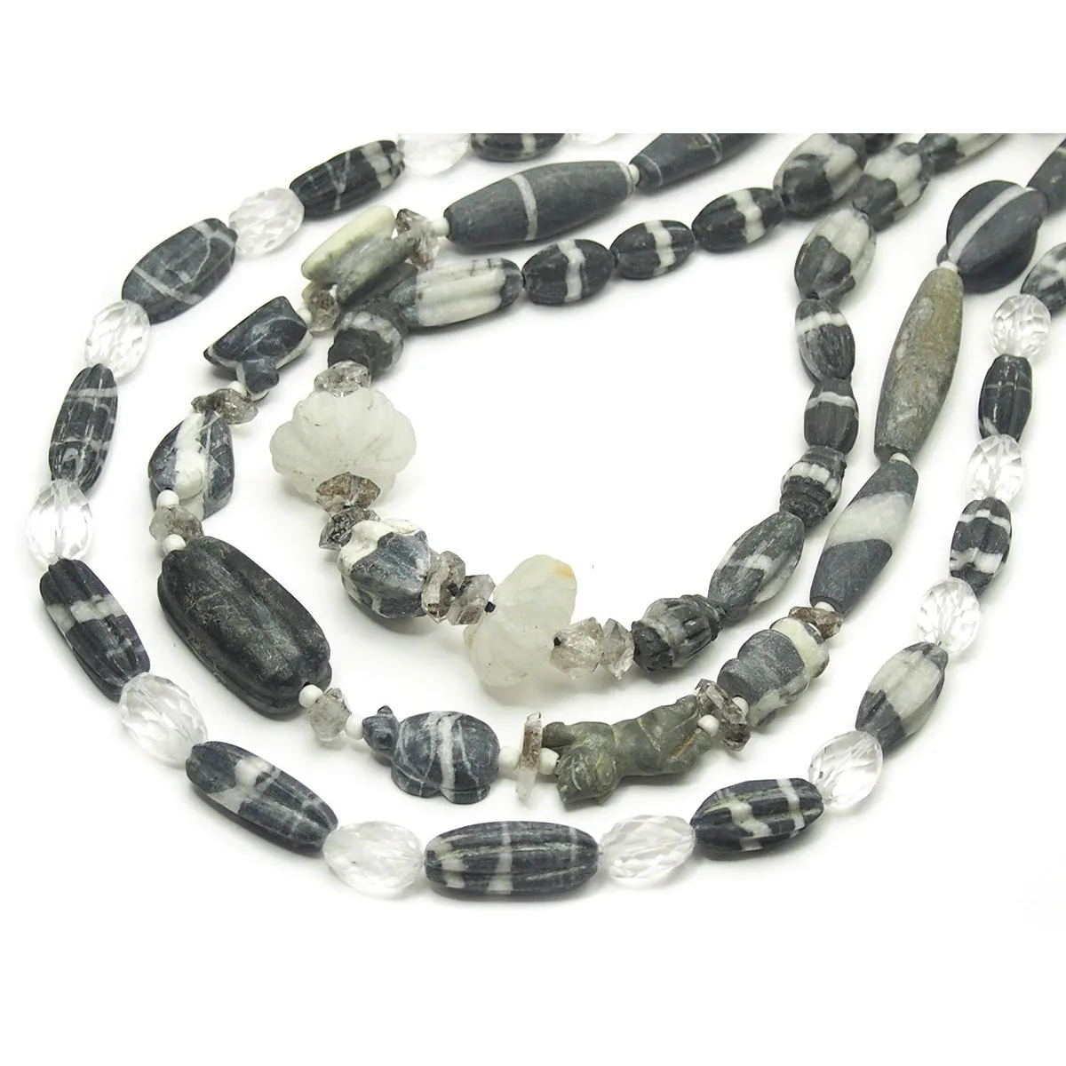 Natural Marble Dzi Style Bead Necklace, C
