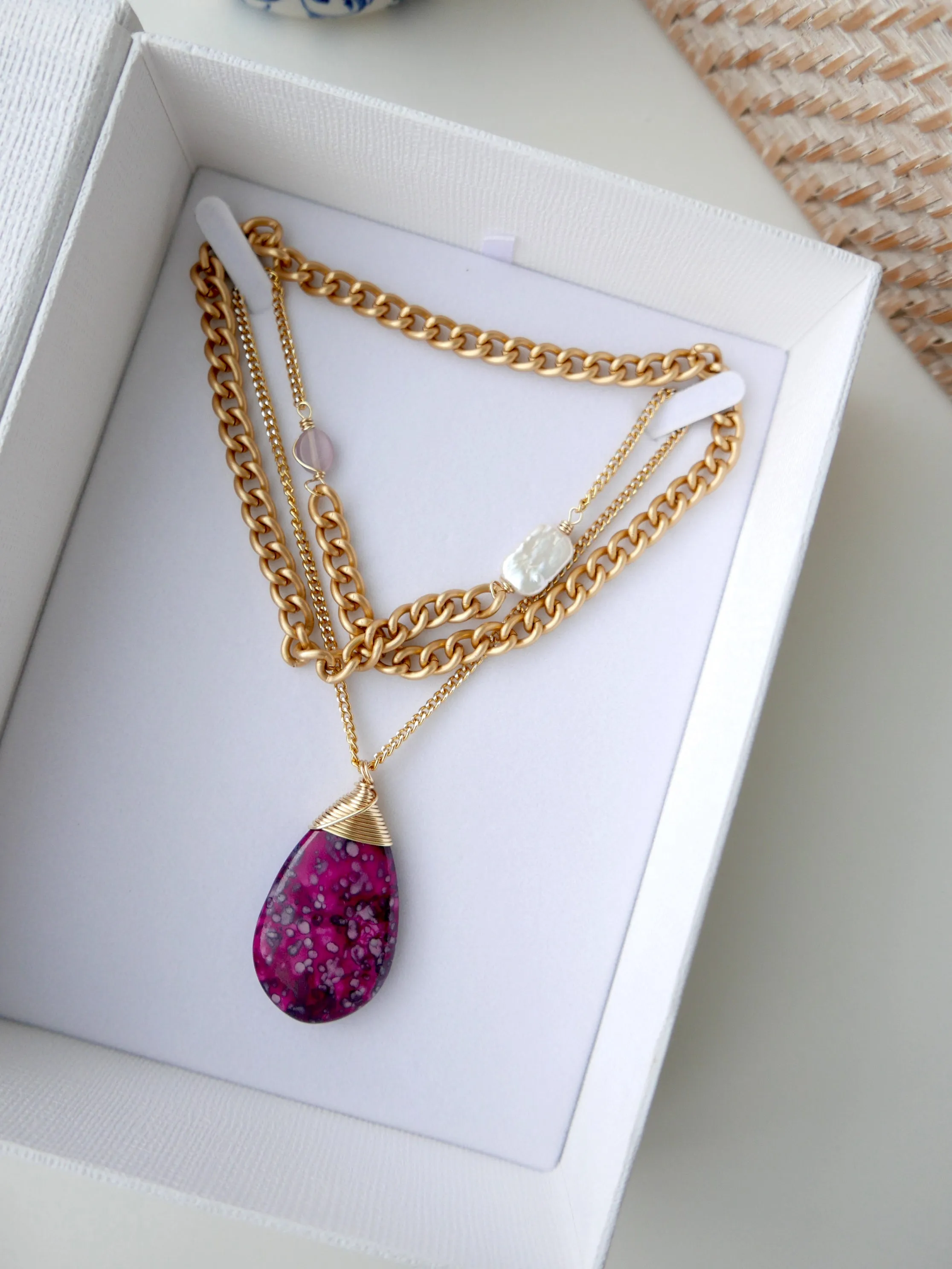 One Little Drop - Plum Necklace