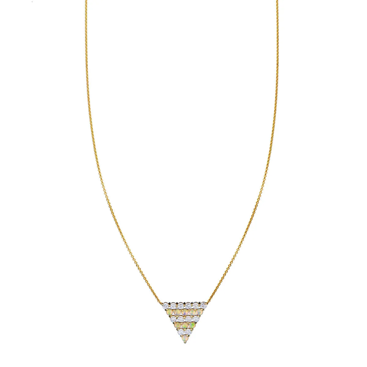 Opal & Diamond Triangle Pendant Necklace