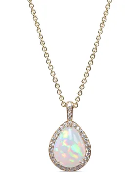 Opal and Diamond Pear Shaped Pendant Necklace
