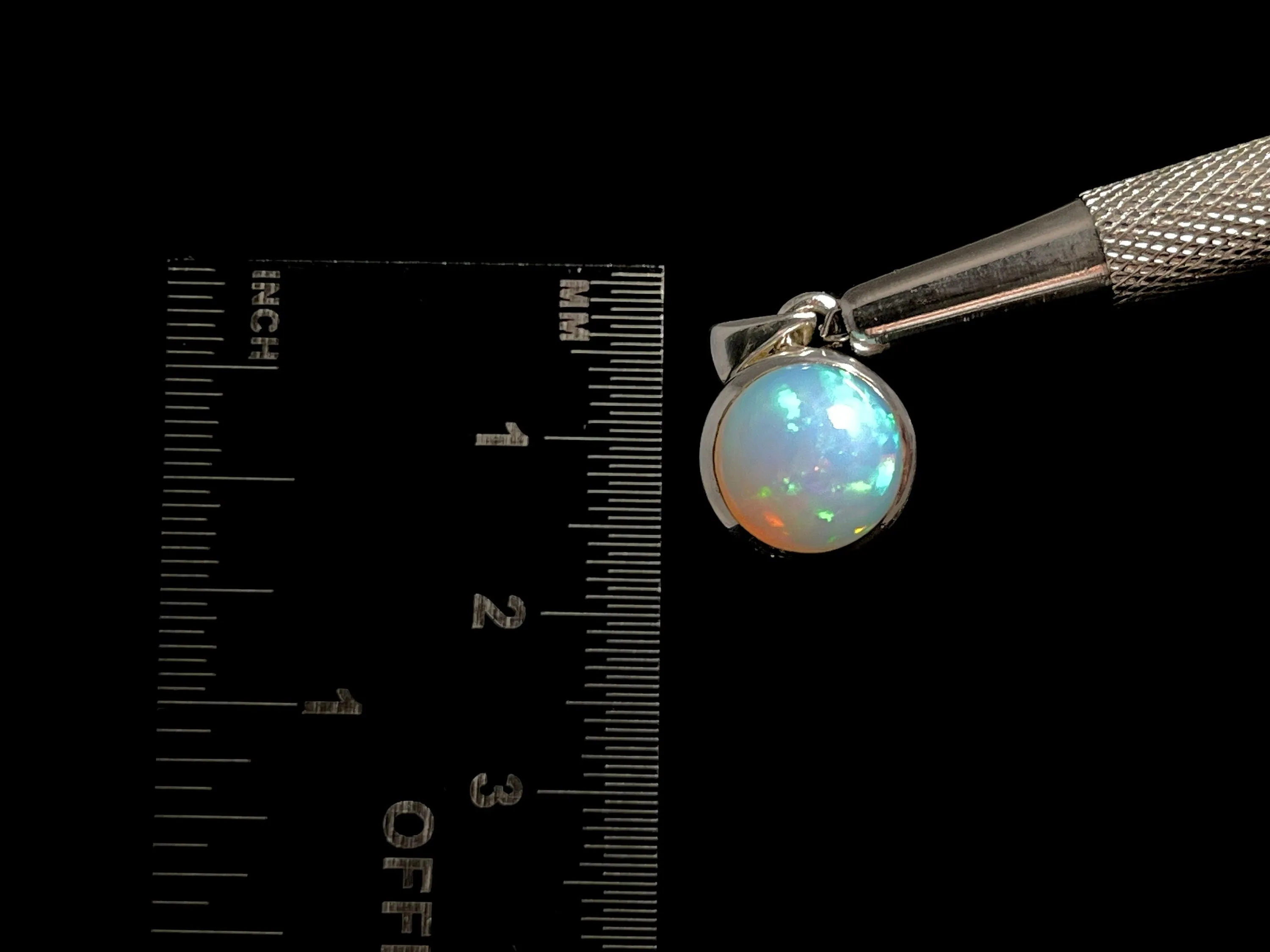 OPAL Pendant - Sterling Silver, 11mm Round Cabochon - Opal Necklace, Birthstone Necklace, Opal Jewelry, Welo Opal, 49039