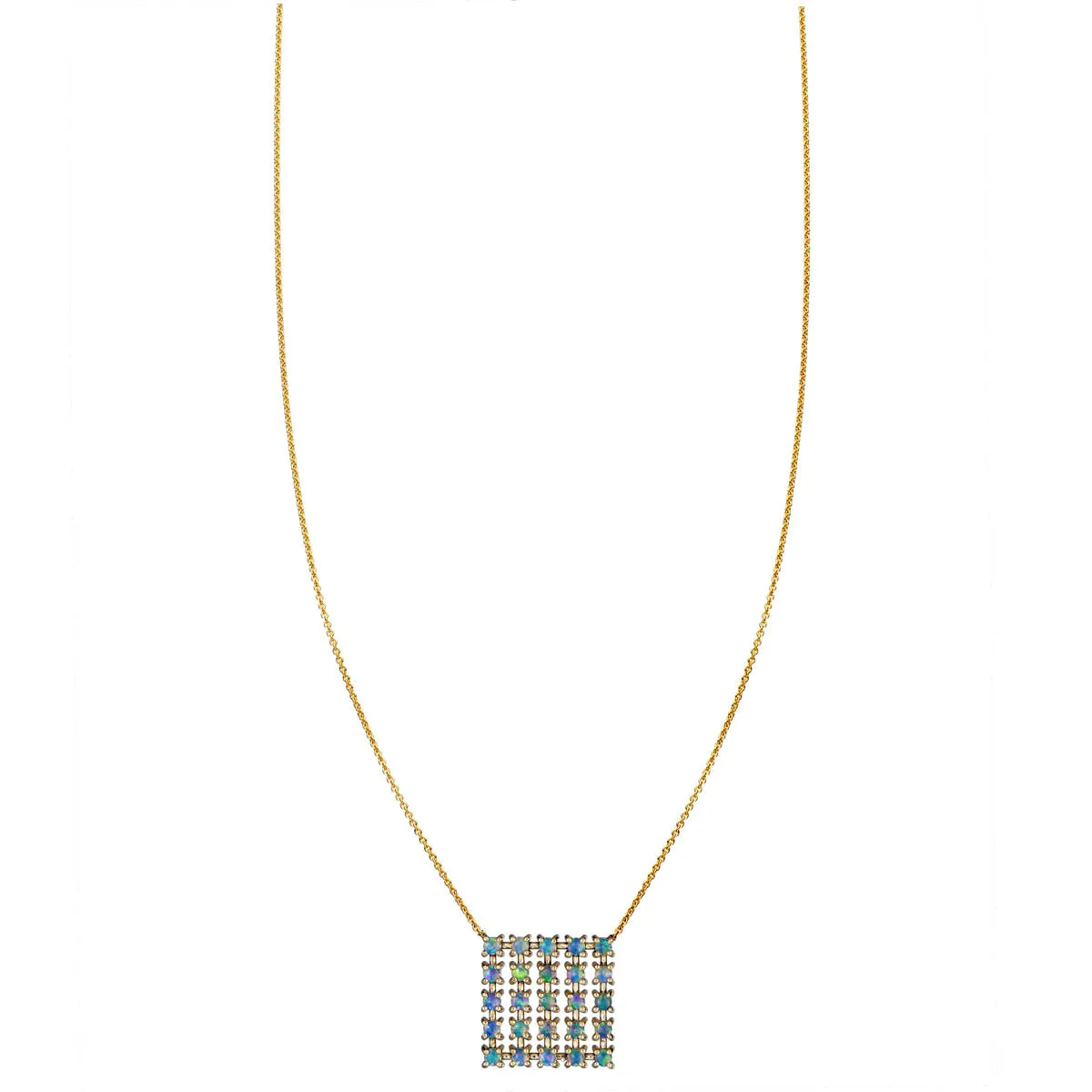 Opal Square Pendant Necklace