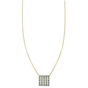 Opal Square Pendant Necklace