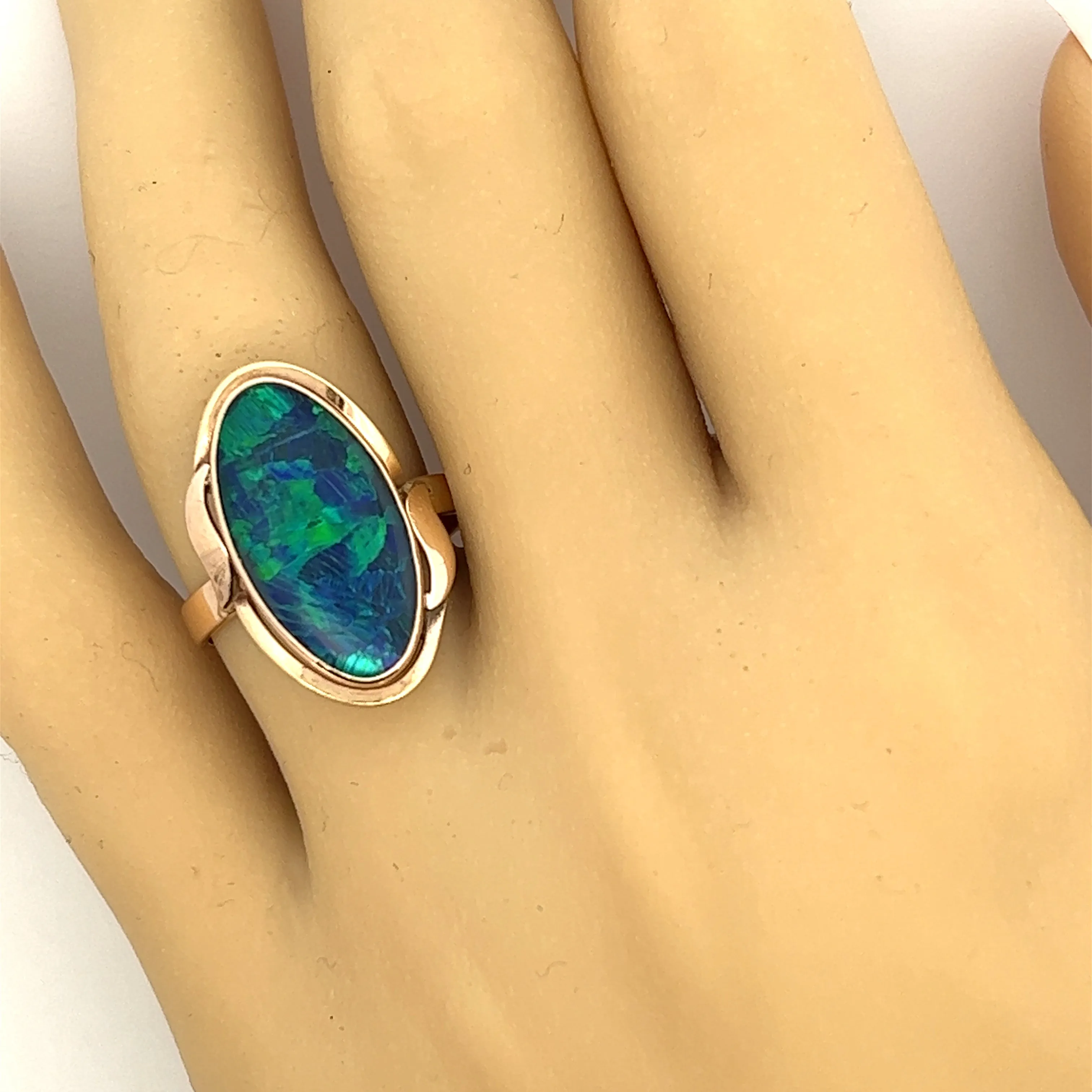 Opal Triplet Yellow Gold Cocktail Ring