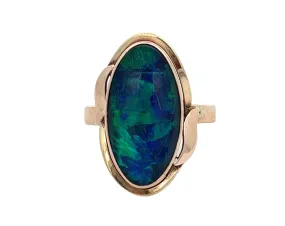 Opal Triplet Yellow Gold Cocktail Ring