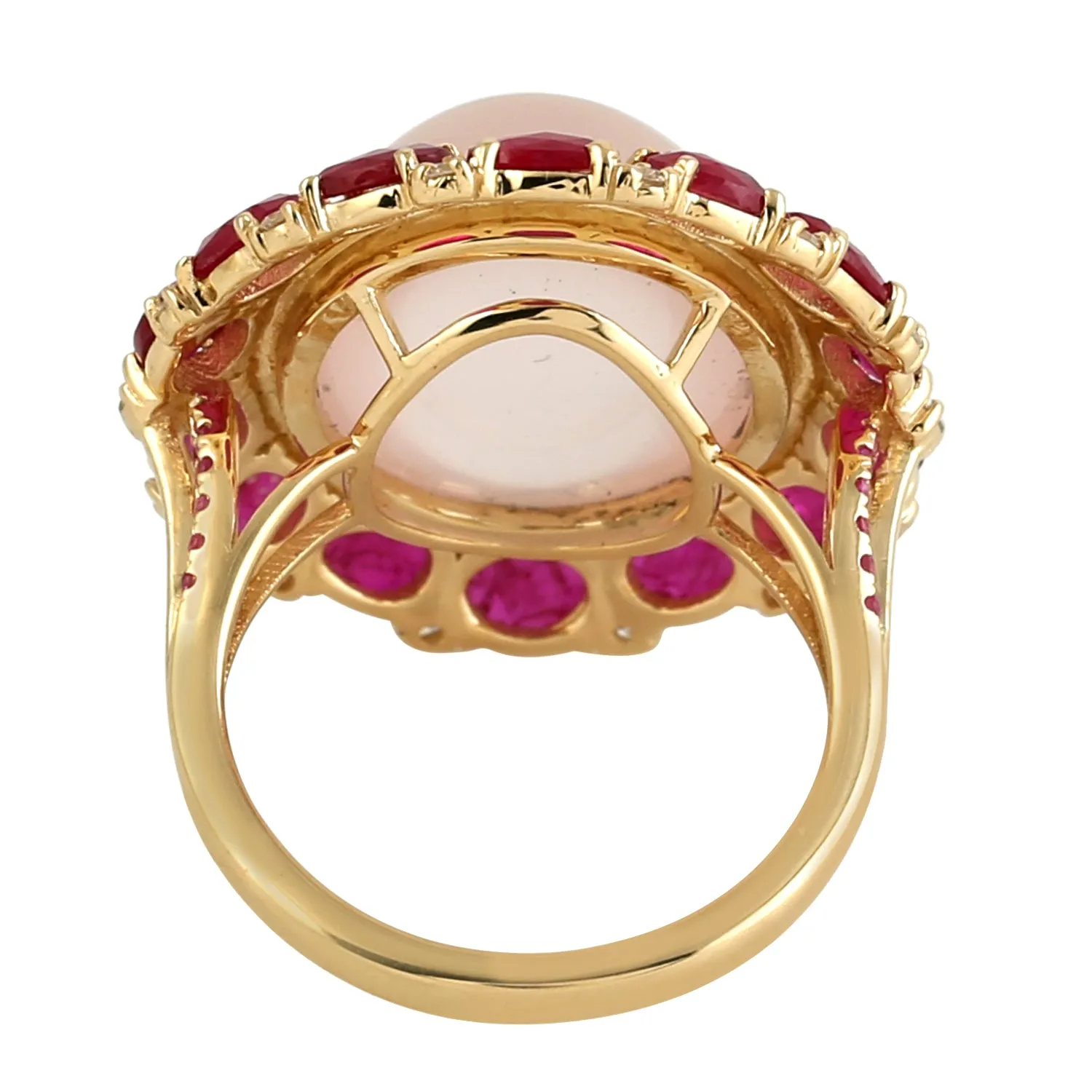 Oval Cut Ruby Quartz Sapphire Diamond Cocktail Wedding Ring For Her In 18k Gold