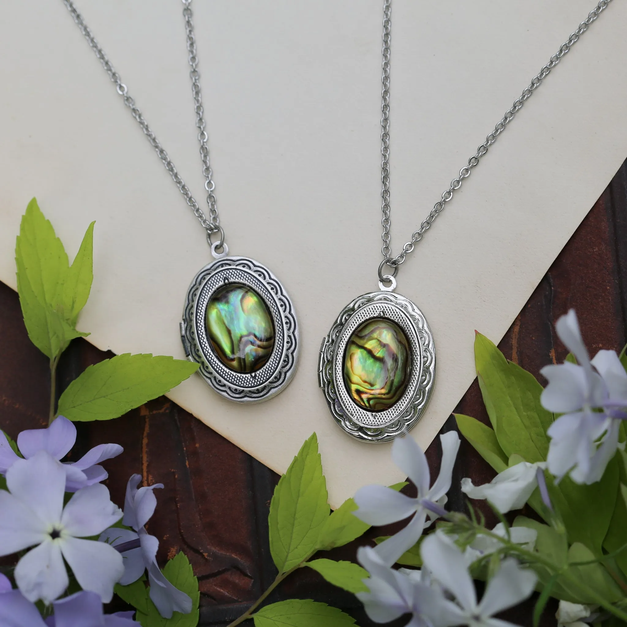 Oval Locket in Pink, Blue, Purple or Yellow Paua Shell