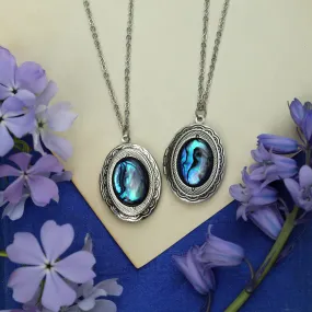 Oval Locket in Pink, Blue, Purple or Yellow Paua Shell