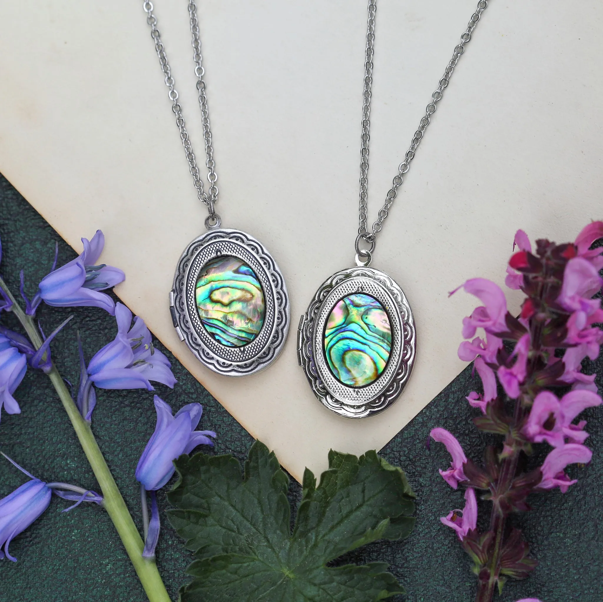 Oval Locket in Pink, Blue, Purple or Yellow Paua Shell