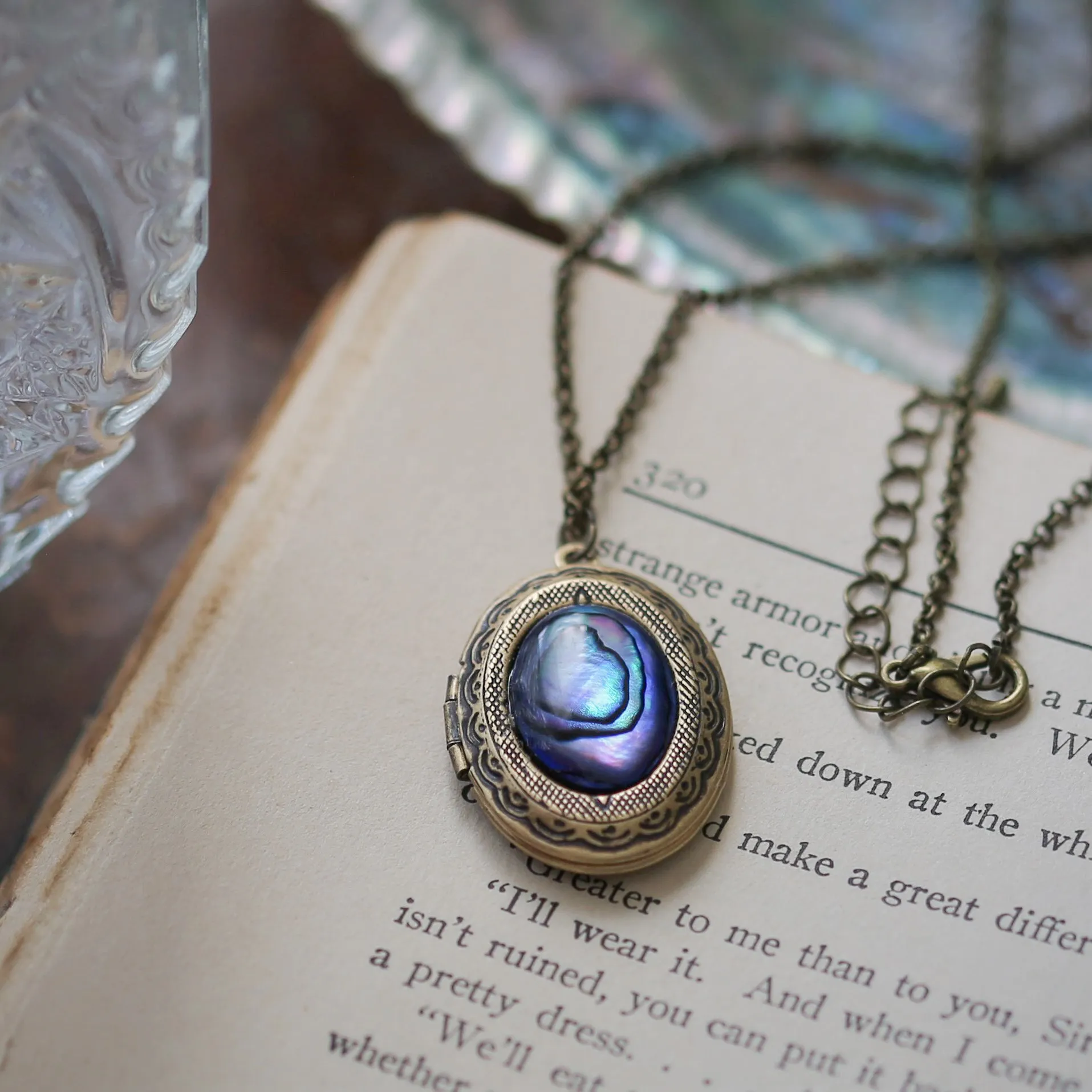 Oval Locket in Pink, Blue, Purple or Yellow Paua Shell