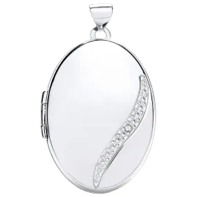 Oval Shaped Diamond Set Locket Pendant in 9ct White Gold