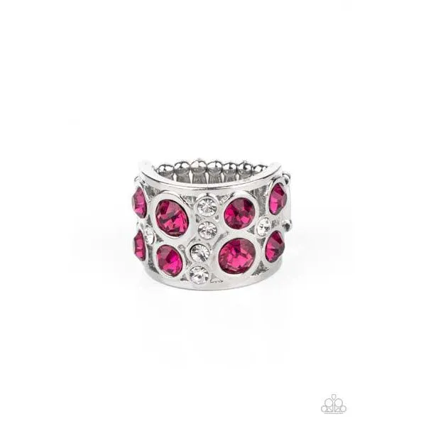 Paparazzi High Roller Royale - Pink Stretch Ring