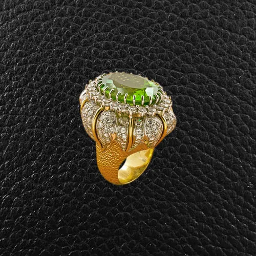 Peridot & Diamond Ring