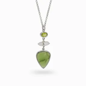 Peridot, Laser Quartz, and Jade Necklace