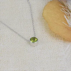 Peridot Slider Necklace - August Birthstone - Sterling Silver Jewelry