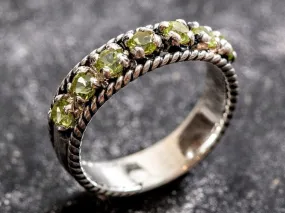 Peridot Vintage Ring - Half Eternity Band - Green Stackable Ring