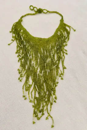 Peridot Waterfall Beaded Necklace