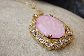 Pink opal necklace.