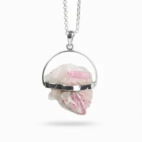 Pink Tourmaline In Quartz Necklace
