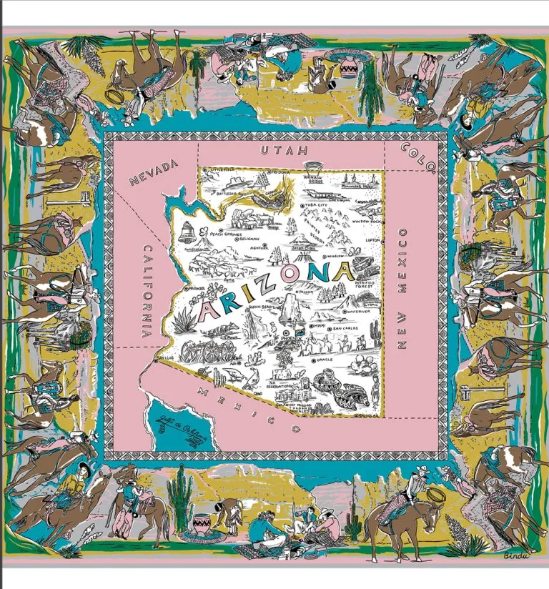 アリゾナマップ・スカーフPink Yellow