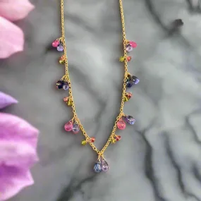 Pom Jewelry Mixed Gemstone Necklace In Gold Fill- PN55