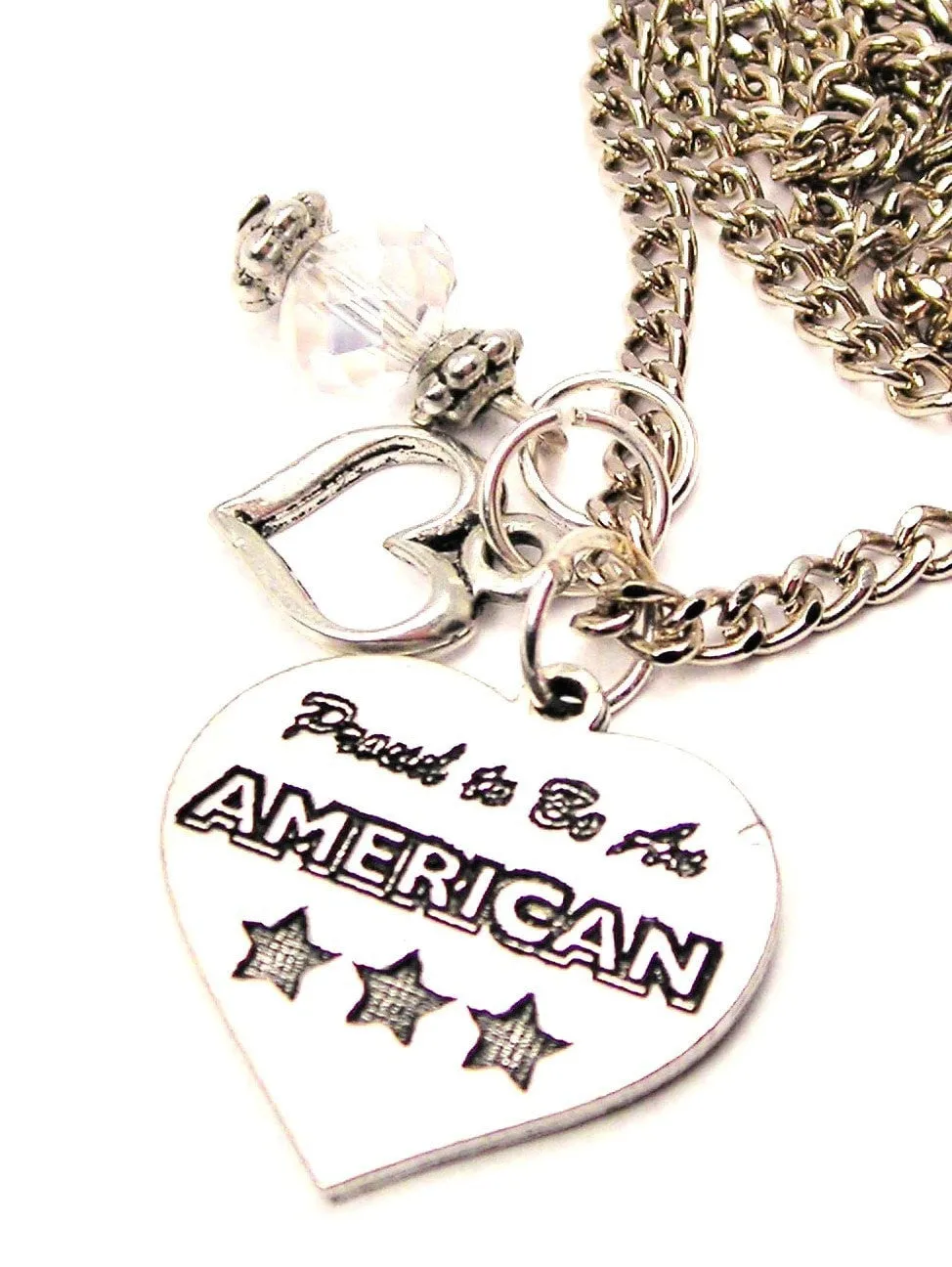 Proud To Be An American Necklace with Small Heart