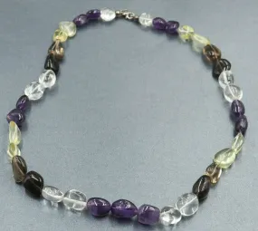 Purple Amethyst & Clear Quartz Necklace