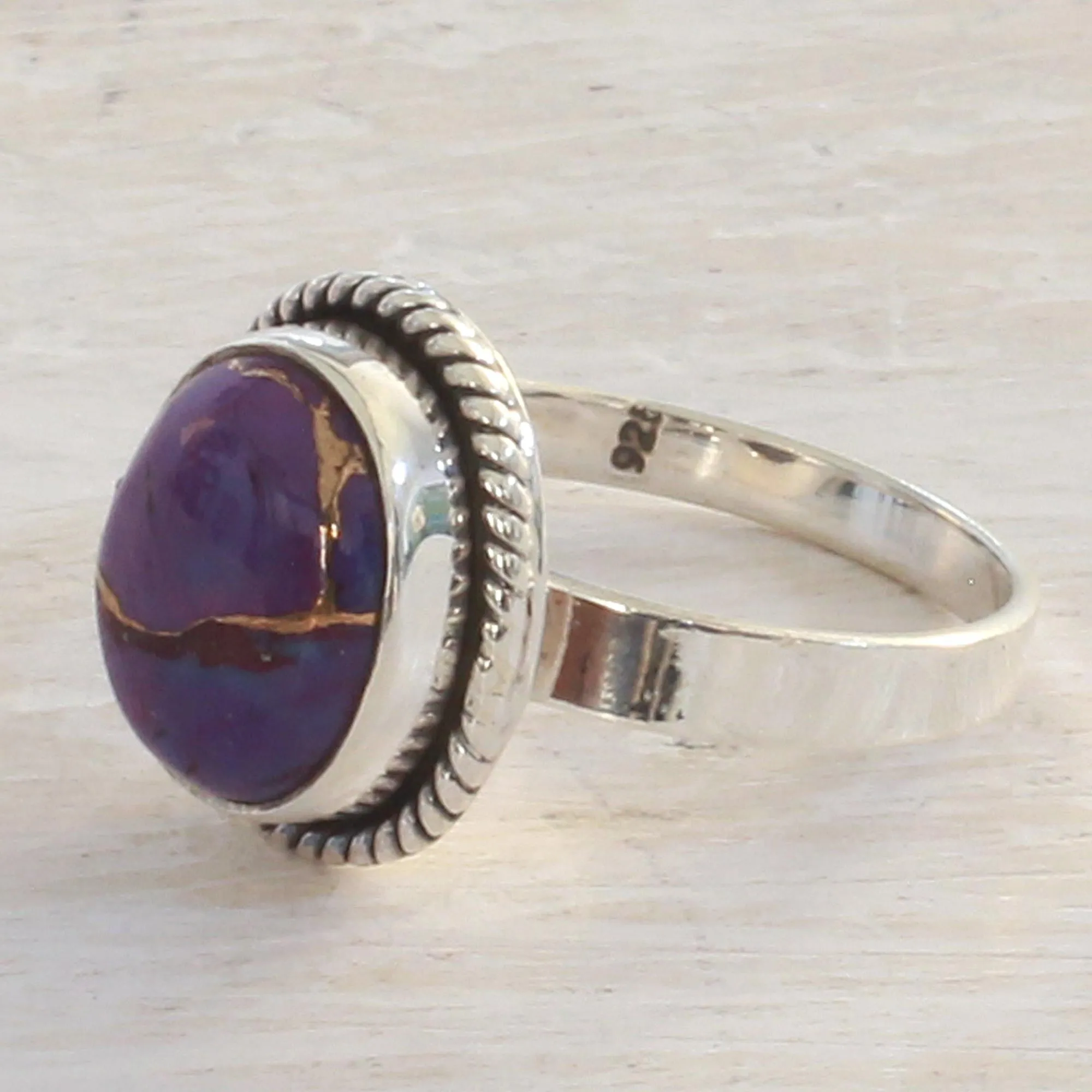 Purple Composite Turquoise and Sterling Silver Cocktail Ring - Delightful Purple | NOVICA