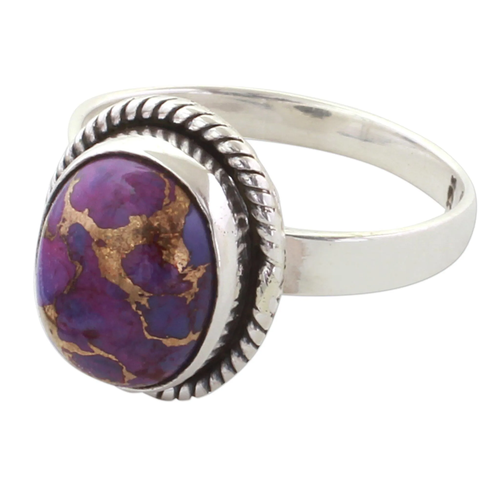 Purple Composite Turquoise and Sterling Silver Cocktail Ring - Delightful Purple | NOVICA