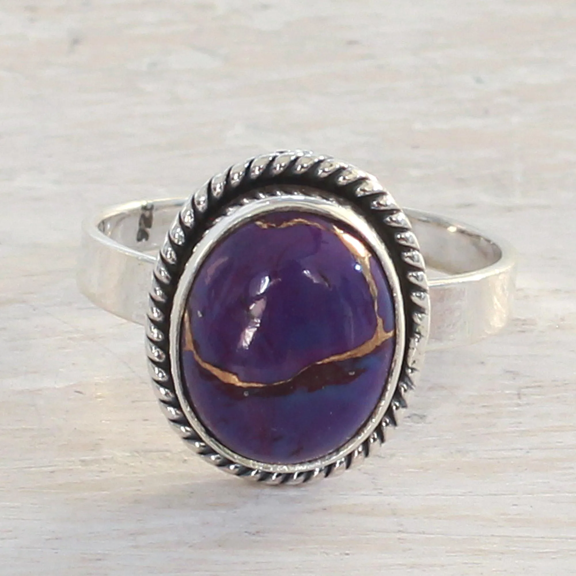 Purple Composite Turquoise and Sterling Silver Cocktail Ring - Delightful Purple | NOVICA