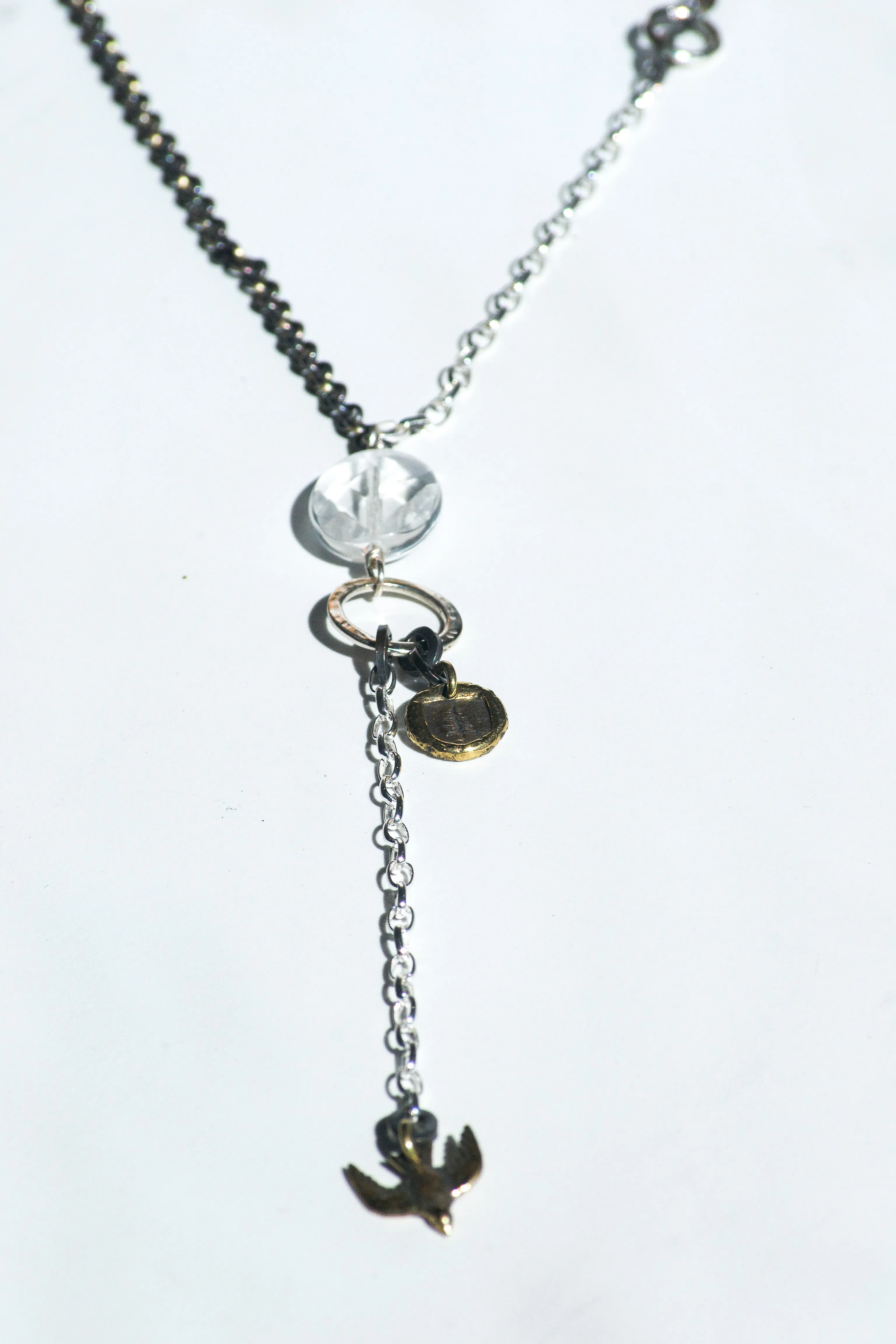 Quartz Tree and Sparrow Necklace