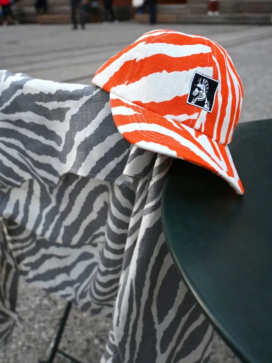 "Zebra Without a Cause" Linen Cap - Grey Stripe