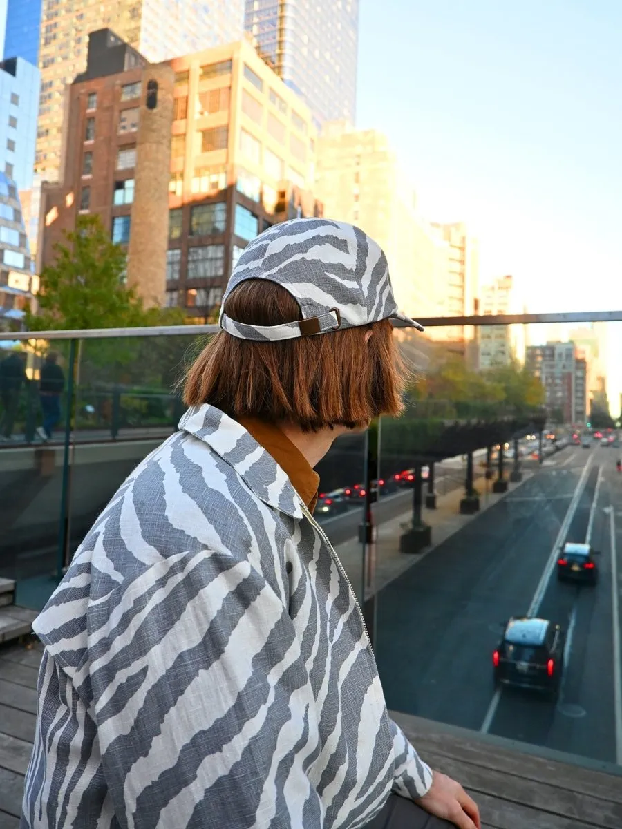 "Zebra Without a Cause" Linen Cap - Grey Stripe