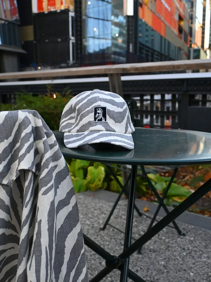 "Zebra Without a Cause" Linen Cap - Grey Stripe