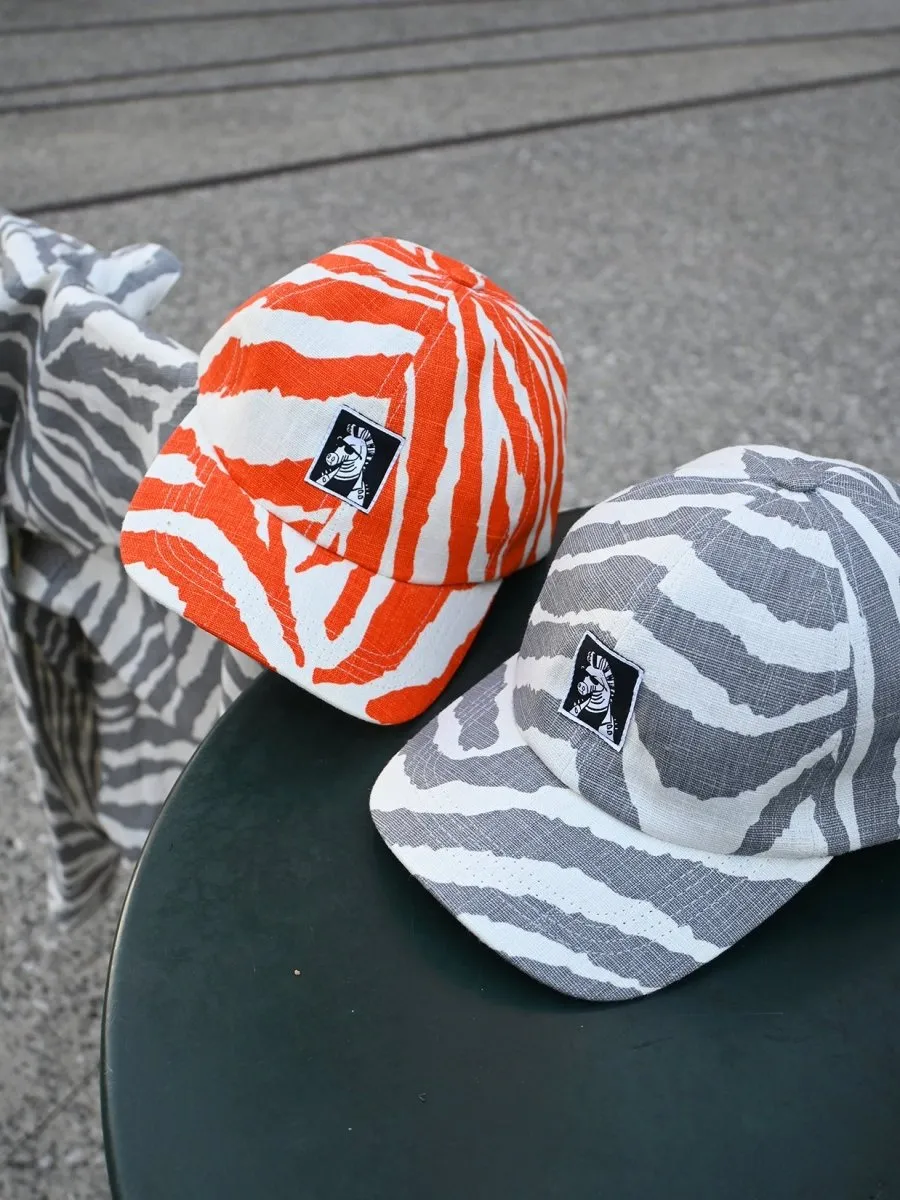 "Zebra Without a Cause" Linen Cap - Grey Stripe