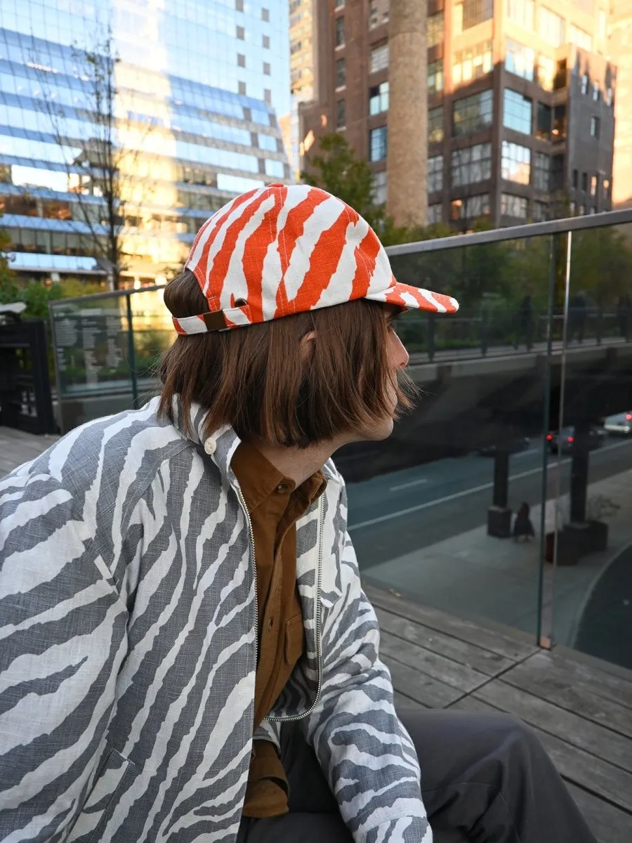"Zebra Without a Cause" Linen Cap - Grey Stripe