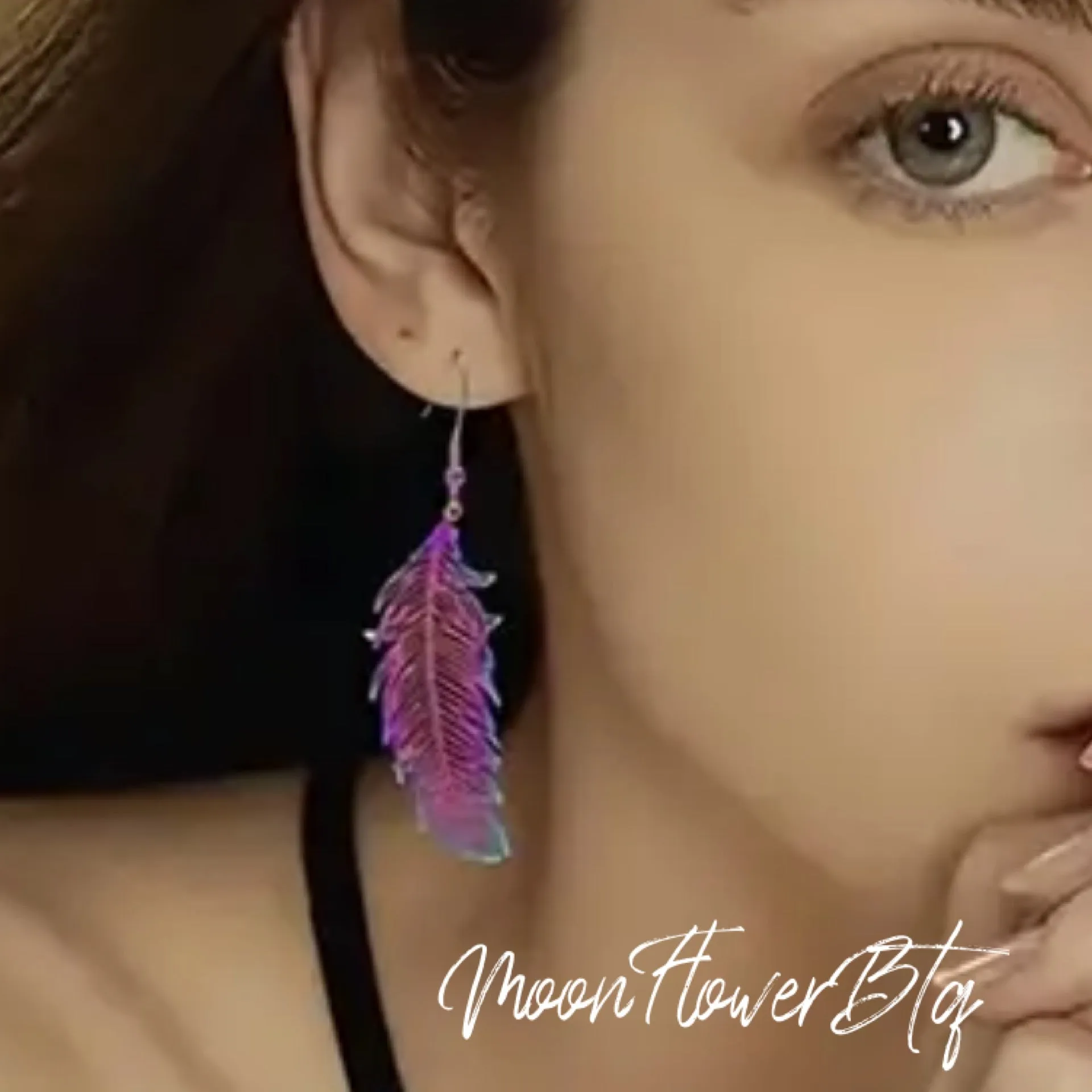 Rainbow Cutout Feather Dangly Earrings