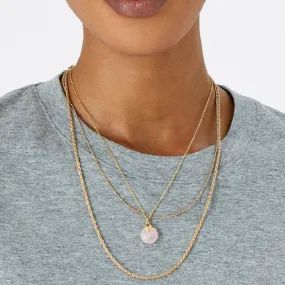 Real Gold Plated Circle Healing Stone Pendant Necklace Rose Quartz For Women