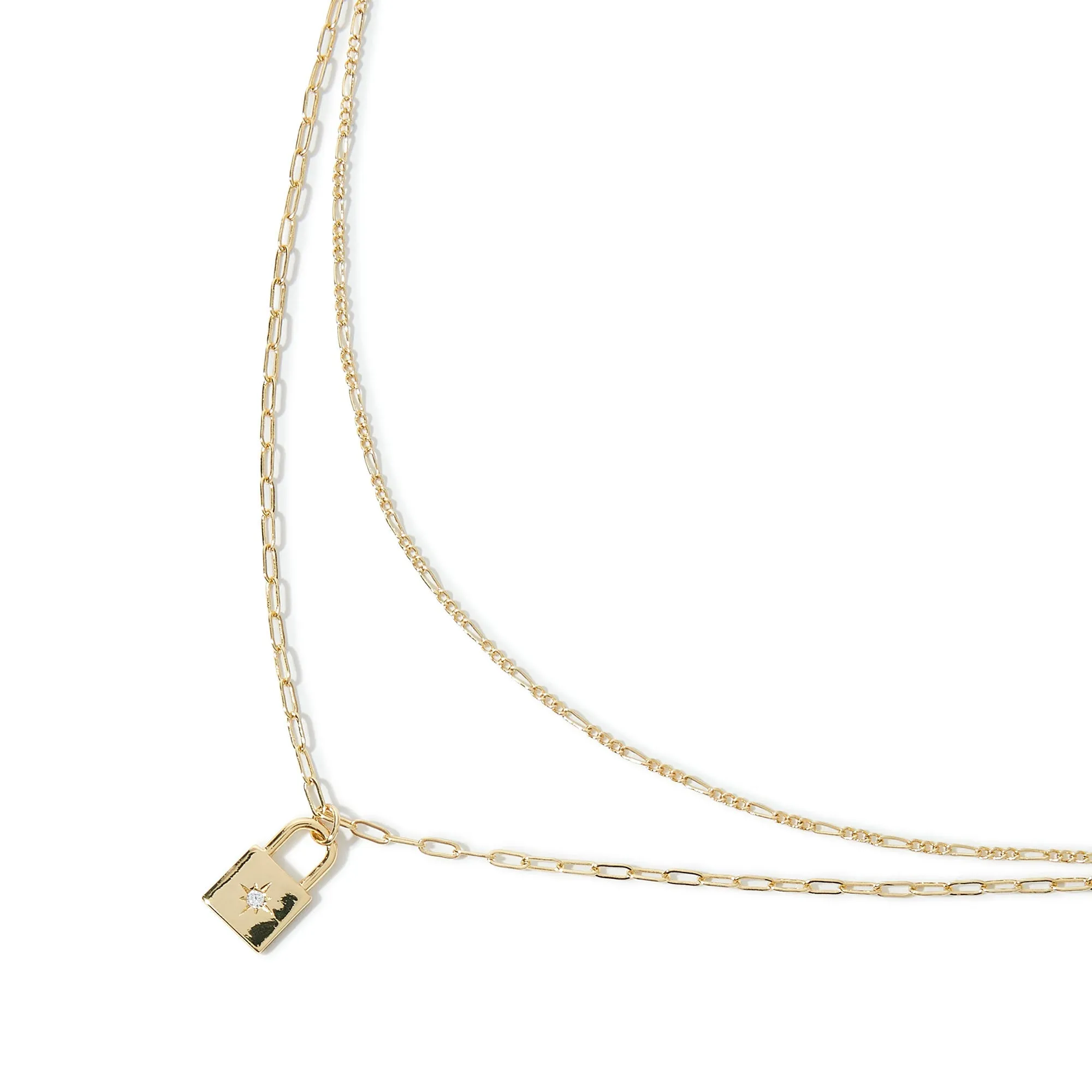 Real Gold Plated Layer Locket Pendant Necklace For Women By Accessorize London