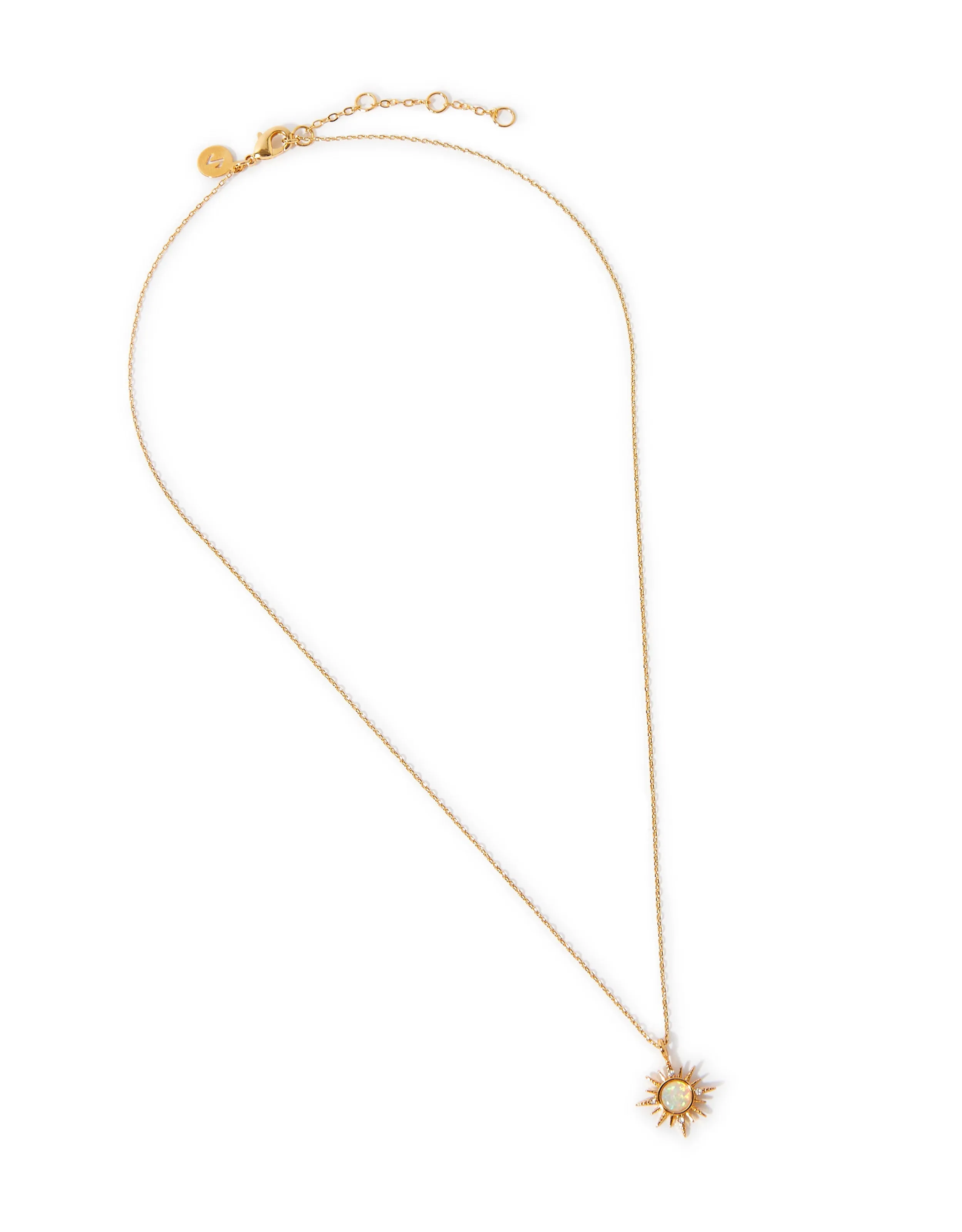 Real Gold Plated Opal Starburst Pendant Necklace For Women By Accessorize London