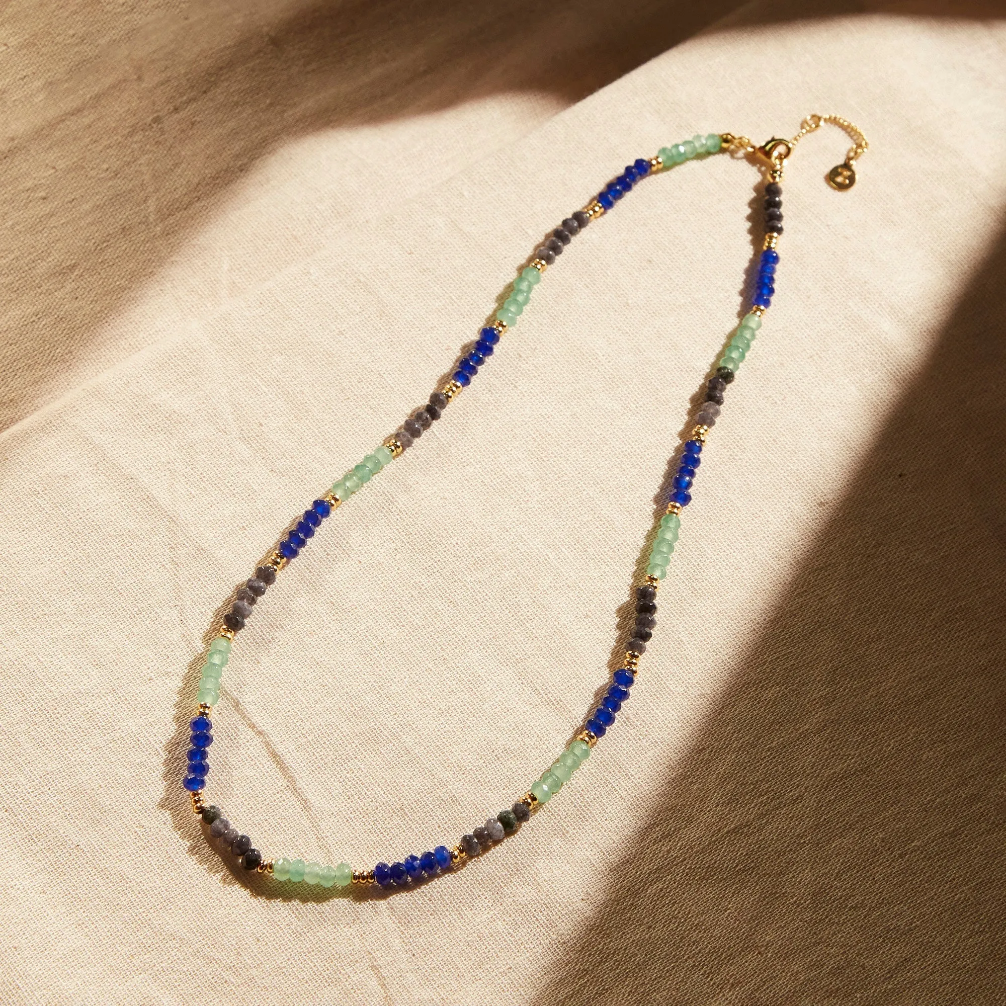 Real Gold Plated Z Stone And Bead Necklace